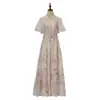 Vestido Estampado Floral Retro Francés Marca Z para Mujer, Moda Europea y Americana, Vestido Largo de Encaje con Mangas Abullonadas Transfronterizo