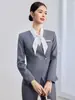 Traje de Negocios Azul Marino para Mujer, Otoño/Invierno, Adecuado para Hotel, Restaurante, Recepción de Eventos y Uniforme de Trabajo de Consultor Médico Estético