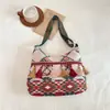 Bolso de mujer con flecos estilo étnico bohemio, bolso de hombro único, moderno, elegante, tendencia callejera, estilo vacacional, gran capacidad, bolso cuadrado pequeño