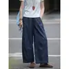 Calça Jeans Wide Leg Vintage com Cordão para Mulheres, Calças Cropped Retas Soltas Emagrecedoras para Primavera/Verão