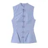Moda Femenina de AliExpress Transfronterizo Primavera 2026 Nuevas Llegadas Camisa con Dobladillo de Falda Corta Rayada 1232775