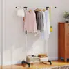 Secador de Roupas com Rodas de Barra Única e Dupla para Dropshipping Transfronteiriço Cabide de Roupas para Varanda Interior Cabide de Roupas de Chão Cabide de Roupas Retrátil