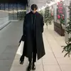 Cortavientos Versátil de Longitud Media Estilo Coreano para Hombre Otoño e Invierno Por Encima de la Rodilla Abrigo de Lana Estilo Británico Holgado Engrosado Abrigo de Moda
