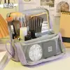 Bolsa de Cosméticos Feminina Nova Compartimentada Autoportante Grande Capacidade Viagem Portátil Bolsa Portátil com Compartimentos