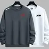 Moletom masculino, novo modelo primavera e outono, gola redonda, corte solto, espessado, blusa sem capuz, jaqueta masculina de manga comprida, versátil