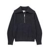 Ins Popular Transfronterizo Prendas de Punto para Mujer de Cuello Alto con Media Cremallera a Rayas Otoño e Invierno Suéter Holgado Perezoso de Punto