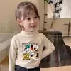 Y2028# camiseta de manga larga versátil de otoño para niñas, nueva camiseta interior, camiseta de manga larga para niñas y niños, chaqueta versión coreana