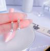 Pendientes de plata 925 con diseño de nicho femenino, con perla en la parte posterior, pequeños aretes de dos piezas.