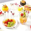 Brochetas de Frutas de Animales de Dibujos Animados Palillos Decorativos para Pasteles de Navidad Palillos Desechables de Bambú Palillos Creativos para Cócteles Adornos para Platos de Frutas