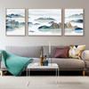 Mural Estilo Chinês Nova Pintura Decorativa Paisagem com Tinta Zen Chinesa Sala de Estar Sofá Parede de Fundo Triptíco Pintura Pendurada