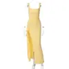 Vestido largo moda femenina transfronteriza sexy sin tirantes espalda descubierta vestido de noche elegante 2026 otoño vestido con abertura alta estilo INS
