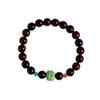 Guochao Pulsera de Círculo Sencillo de Cuentas Redondas de Palo de Rosa de Hoja Pequeña, Simple y Elegante, con Cuentas de Turquesa, Magnesita y Meteorito para Hombre y Mujer