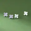 Pendientes Nalan de Plata de Ley S925 Diseño Fresco y Dulce Estilo Ins Flor de Cuatro Pétalos Flor de Cuatro Hojas M06897