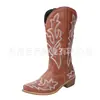 Juyuan En Stock 2026 Nuevos Zapatos de Invierno para Mujer para Comercio Exterior, Deseo Talla Grande Bordados Puntiagudos Botas Largas de Cuero para Mujer Tipo Caballero