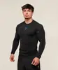 Gymshark Ropa de Moda Fitness para Hombre Camisetas de Compresión Transfronterizas Camiseta de Manga Larga para Entrenamiento de Running Tiburón Muscular