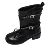 Botas de tacón grueso con plataforma para mujer, que aumentan la altura y estilizan, nuevas de otoño 2026, botines color café vintage para combinar con faldas