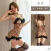 Lingerie sexy estampa de leopardo sexy quente abertura frontal lateral amarração paixão uniforme livre macacão tentação feminino 1872