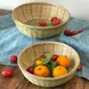 Cesta de bambu cesta de bambu com base cesta de frutas domésticas prato de frutas produtos de bambu artesanais cesta de pão cozido no vapor cesta de sobremesa cesta de bambu