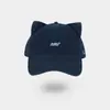 Gorra con Orejas de Gato Dulces y Lindas y Pico de Pato para Mujer, Gorra de Béisbol Versátil Bordada con Letras Estilo Coreano, Sombrero Pequeño de Moda para Adelgazar la Cara
