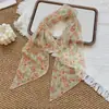Bufanda de Seda de Malla a Cuadros Estilo Coreano para Mujer, Bufanda Larga para el Cuello, Cinturón de Atmósfera Única, Cuerda para la Cintura, Accesorios para el Cabello
