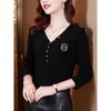 Moda Elegante Plus Size Feminina para Mães, Novo Estilo Outono/Inverno 2026, Tops Térmicos de Manga Longa para Mulheres de Meia-Idade