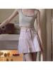 Falda de Mezclilla Rosa Retro de Cintura Alta Verano para Mujer Nuevo Diseño de Estilo Americano Sentido A-line Falda Plisada
