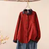 Coleção Outono 2026 Estilo Japonês Fresco Bolso Patchwork Bloco de Cores Gola Cardigã Feminino Manga Longa Camisa Top Atacado
