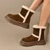 Botas de Nieve Gruesas con Forro de Felpa Tallas Grandes para Mujer 2026 Invierno Nuevo Estilo Abrigos Botines Cortos Botas de Algodón Cálidas Abrigos Versátiles Zapatos de Algodón