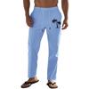 Amazon Transfronterizo Europeo y Americano Retro para Hombre Pantalones Deportivos Casuales Holgados de Lino y Algodón Transpirable con Estampado de Palmeras para Hombre