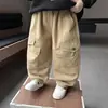 Pantalones de Trabajo Gruesos con Felpa para Niños, Pantalones Largos Casuales Cálidos de Invierno con Múltiples Bolsillos, Pantalones de Algodón para Niños, Felpa Integrada, Atractivos