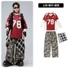 Roupas Infantis Hip-Hop Tendência Street Dance Outfits Conjunto Vermelho Solto Hip-Hop para Meninos Roupas Descoladas para Apresentação de Meninas