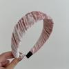 Faixa de Cabeça Plissada de Veludo Estilo Francês Larga Novo Acessório de Cabelo de Outono para Cobrir a Linha do Cabelo, Grampo de Cabelo com Coroa Alta para Sair