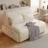 Sofá Cama Eléctrico Sala de Estar Apartamento Pequeño Control Remoto Inteligente Plegable Retráctil Multifuncional Doble Propósito Estilo Crema Sofá