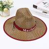 Chapéu de Palha Trançado para Lazer e Viagem com Aba Grande Moda Verão Protetor Solar Respirável Chapéu para Montanhismo Pesca Chapéu Jeans Ocidental Masculino
