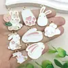 Accesorios para Joyería DIY Dibujos Animados Esmalte Lindo Conejito Pequeño Colección Llavero Collar Pulsera Colgante Encanto de Aleación