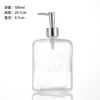 Botella Personalizada Creativa para Gel Antibacterial 500ml Botella Cuadrada de Vidrio Botella Dispensadora Tipo Prensa para Champú y Gel de Ducha
