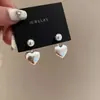 Lujo Ligero y Sensación de Alta Gama, Pendientes de Perla en Forma de Corazón para Mujer, Diseño de Nicho Otoño e Invierno, Pendientes Circulares Versátiles, Pendientes Elegantes