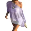 12191 Nuevo producto transfronterizo europeo y americano: ropa de protección solar para la playa, corte holgado, sexy, transparente, top tipo chal de manga larga para cubrir