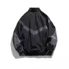 Chaqueta de Primavera y Otoño Estilo Americano Marca de Moda Puntadas Reflectantes Incrustadas Cuello Vertical Cremallera para Hombres y Mujeres Holgada Casual Delgada