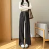 Pantalones Casuales de Pierna Ancha para Mujer de Primavera y Otoño, Holgados de Cintura Alta, Forrados de Felpa para Invierno, Engrosados, Adelgazantes, Versátiles de Pierna Recta