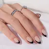30 Piezas de Uñas Negras Cortas Puntiagudas Estilo Francés Uñas Portátiles Nude Simple Estilo Ins Dulces y Frescas Uñas Postizas Manicura Removible