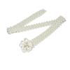 Europa y Estados Unidos nuevo cinturón ancho de perlas con incrustaciones de pedrería de flores para damas, moda Joker, cadena decorativa para la cintura, venta al por mayor por lotes