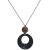 Novo Colar Pingente Anel de Pedra Âmbar Estilo Chinês Feminino Estilo Étnico Retro Corrente Longa para Suéter Nicho Versátil Corrente para Clavícula