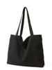 Bolsa de Lona Casual Simple de Gran Capacidad Bolso de Hombro para Mujer Bolso Tote Retro de Color Sólido