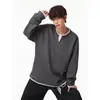 Sudadera de otoño para hombre, ajuste ceñido, texturizada, efecto dos piezas, con cuello en V, camiseta de corte holgado, marca de moda