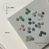 Serie de jade para decoración de uñas estilo chino: Hebilla de paz, jade verde lustroso con agujeros, decoración de uña de jade circular, adorno redondo de estilo chino