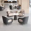 Juego de Mesa de Negociación para Oficina de Ventas Moderno de Lujo Ligero con una Mesa Redonda y Cuatro Sillas, Combinación de Mesa y Sillas para Recepción y Reuniones
