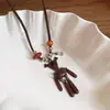 Celebridad de Internet Bolso de Cuero para Cambiar la Cabezal de Auriculares Collar para el Cuello Cadena de Lana Simple de Alta Gama Moda Todo-partido Collar Joyería