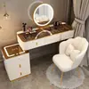 Tocador de dormitorio nórdico, mueble integrado multifuncional minimalista moderno, tocador inteligente con carga inalámbrica