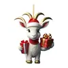 Pendente para Carro de Cabra Desenho Animado de Natal Acrílico 2D Decoração de Árvore de Natal Decoração de Casa